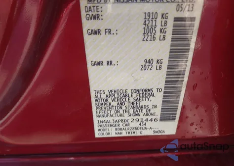 2013 Nissan Altima 2.5 S from USA, damaged, VIN 1N4AL3AP8DC291446